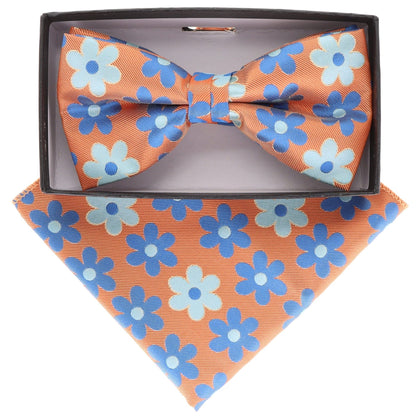 Vittorio Farina Men's Floral Design Satin Bow Tie & Pocket Square in Gift Box - Suits You Sir - BH - 21079 - 