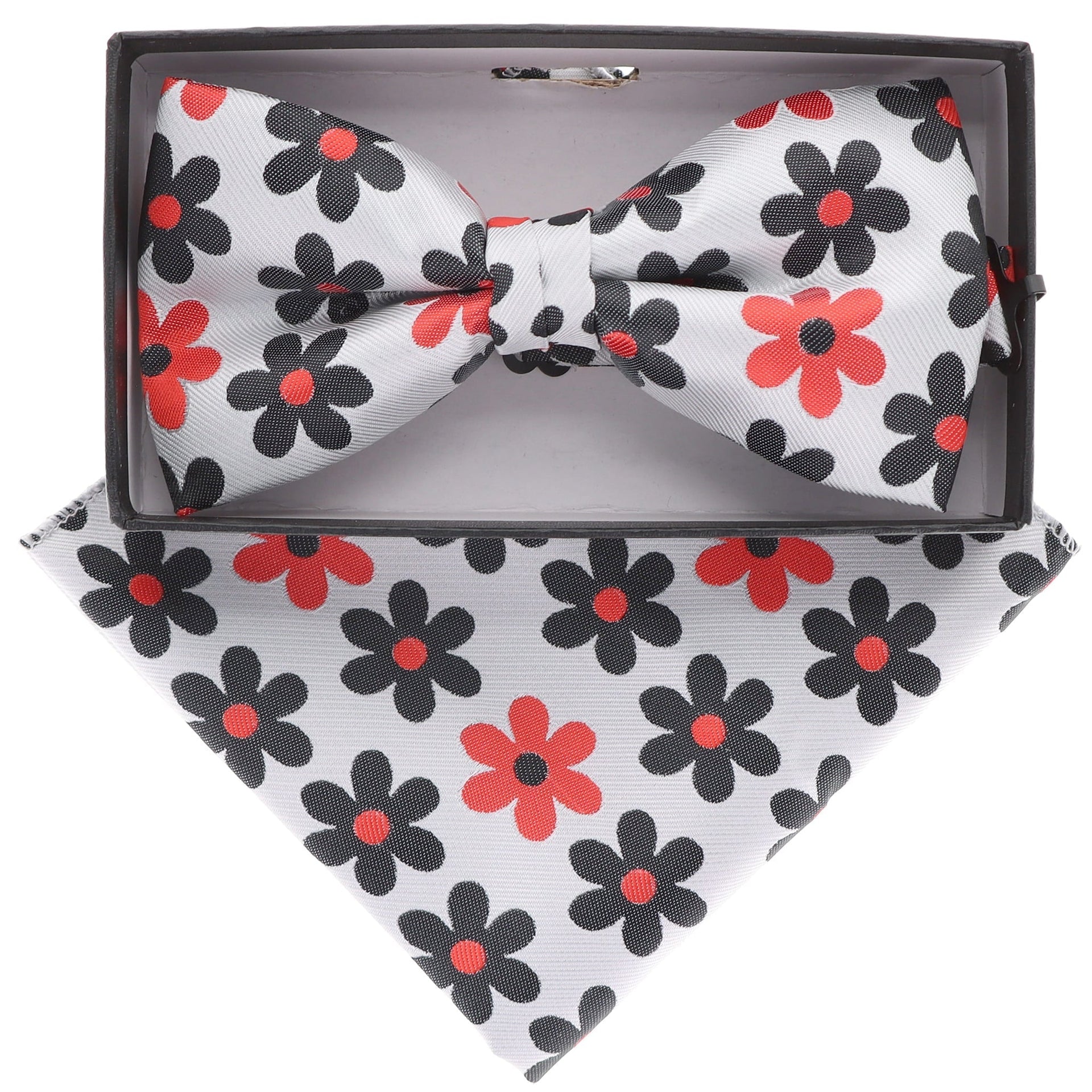 Vittorio Farina Men's Floral Design Satin Bow Tie & Pocket Square in Gift Box - Suits You Sir - BH - 21080 - 
