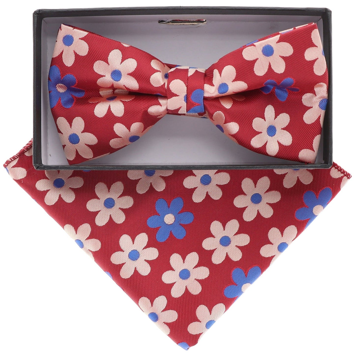 Vittorio Farina Men's Floral Design Satin Bow Tie & Pocket Square in Gift Box - Suits You Sir - BH - 21080 - 