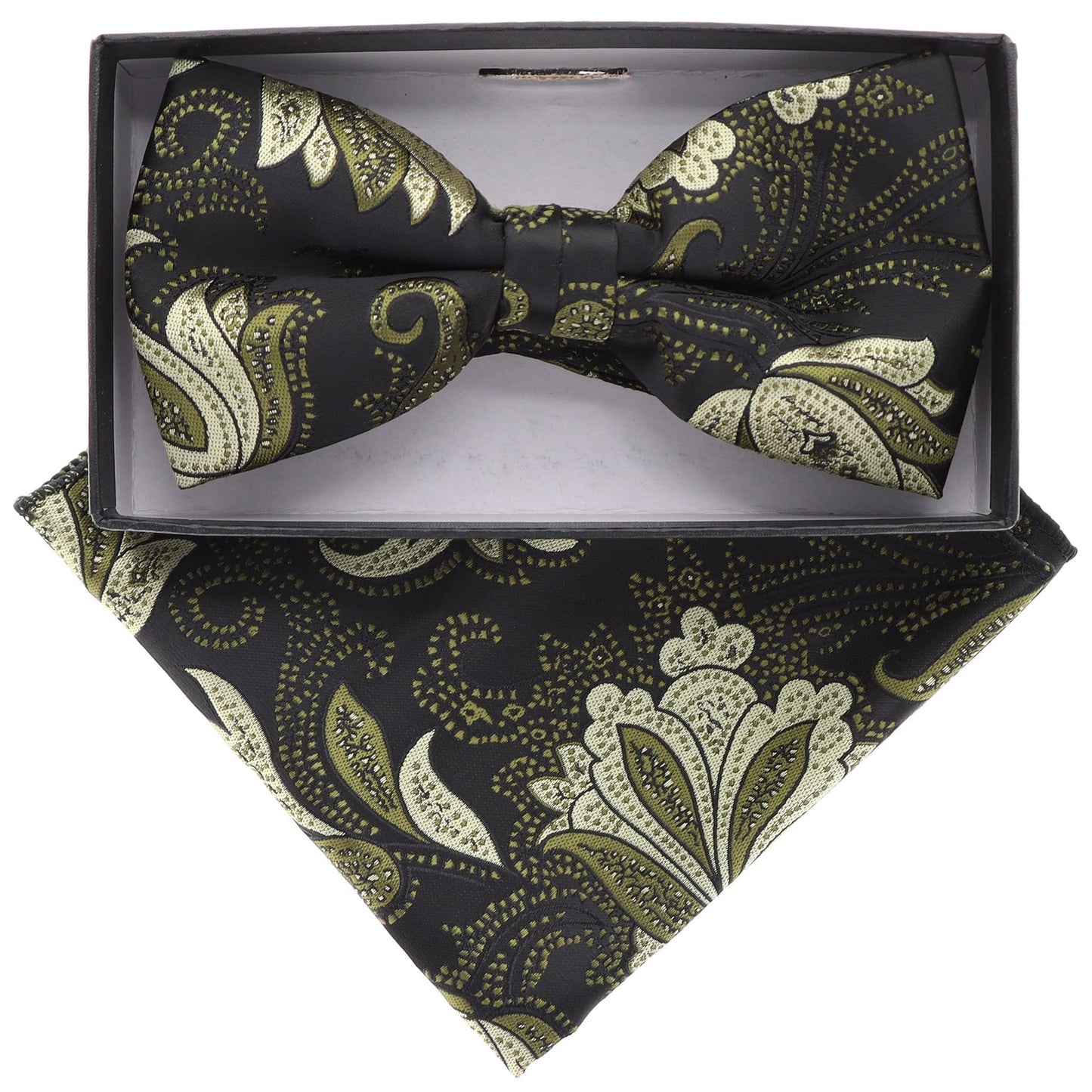 Vittorio Farina Men's Floral Design Satin Bow Tie & Pocket Square in Gift Box - Suits You Sir - BH - 21080 - 