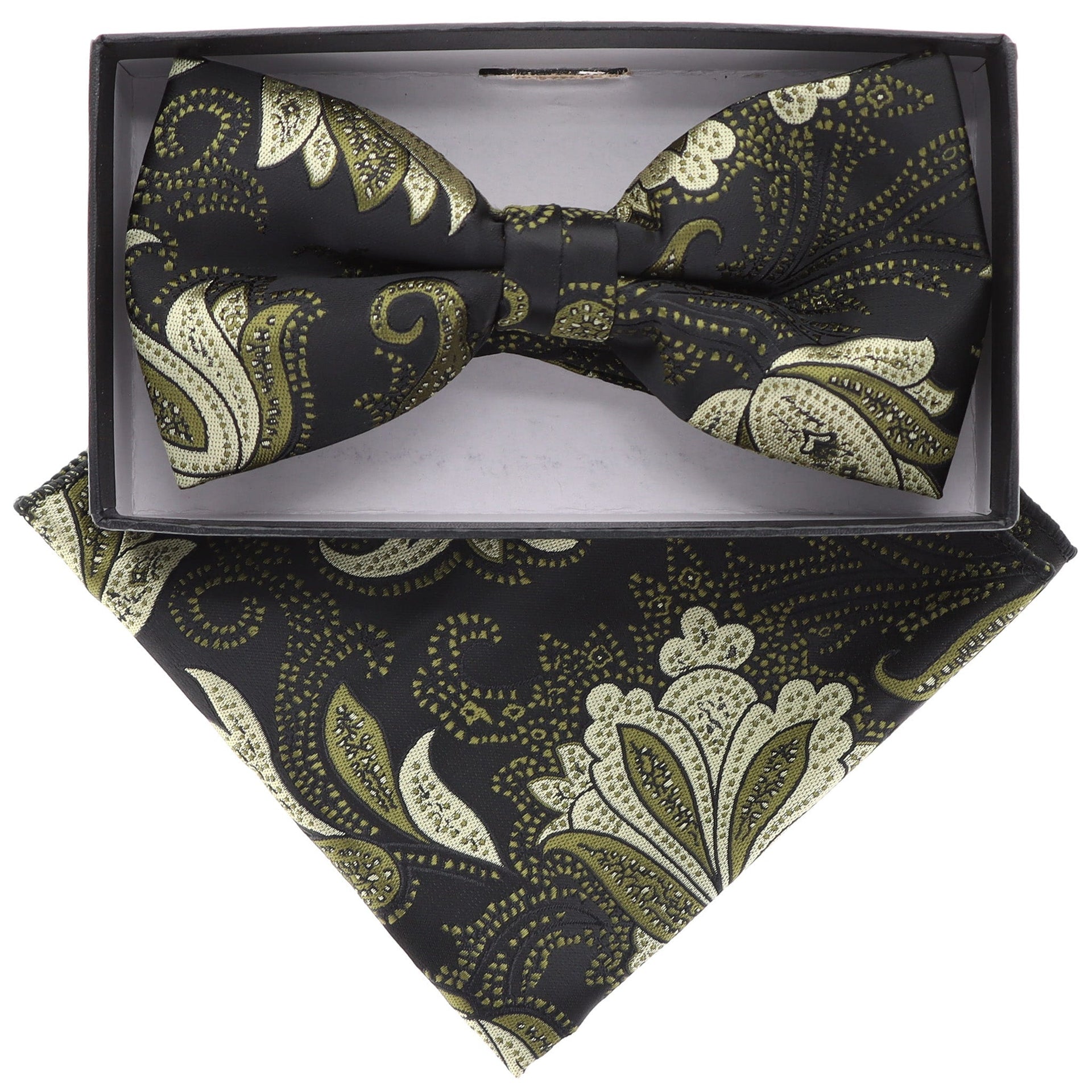 Vittorio Farina Men's Floral Design Satin Bow Tie & Pocket Square in Gift Box - Suits You Sir - BH - 21080 - 