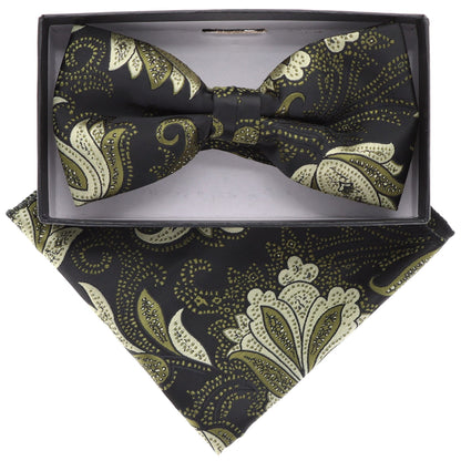 Vittorio Farina Men's Floral Design Satin Bow Tie & Pocket Square in Gift Box - Suits You Sir - BH - 21080 - 