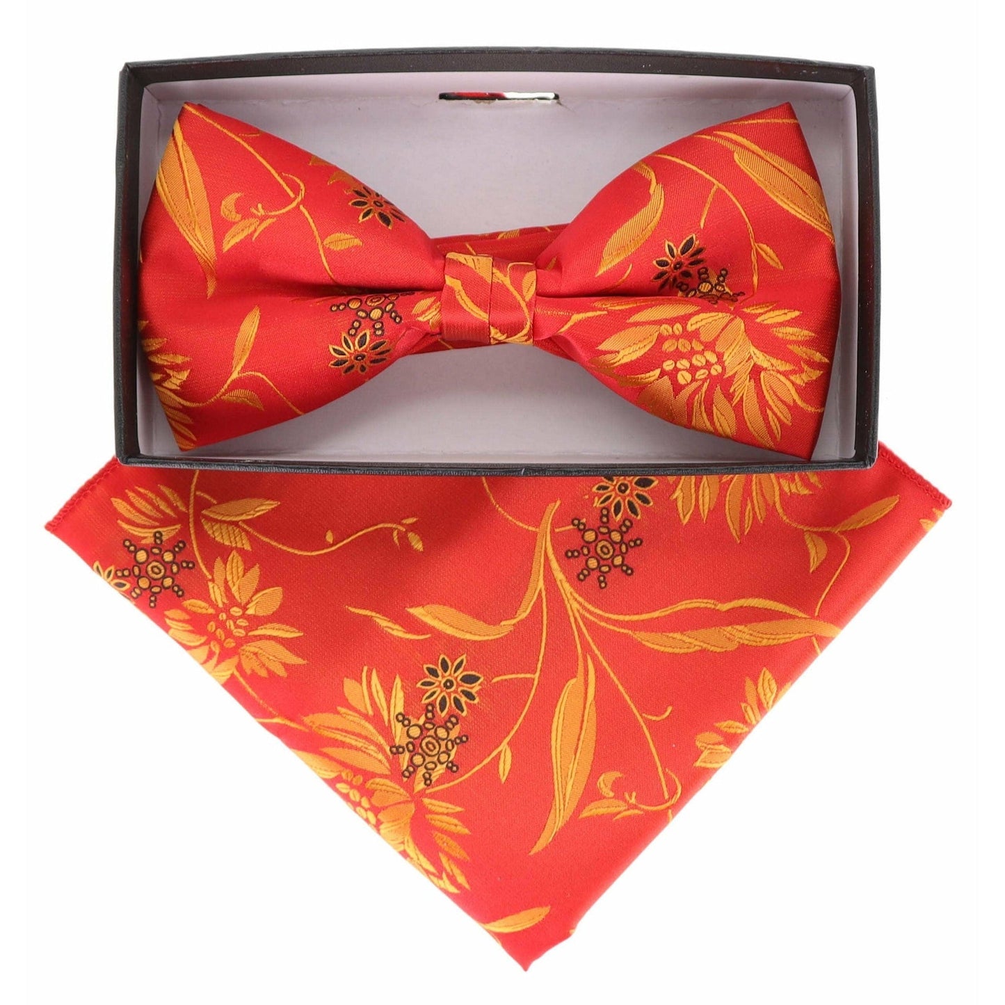 Vittorio Farina Men's Floral Design Satin Bow Tie & Pocket Square in Gift Box - Suits You Sir - BH - 21141 - 