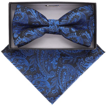 Vittorio Farina Men's Floral Design Satin Bow Tie & Pocket Square in Gift Box - Suits You Sir - BH - 21145 - 