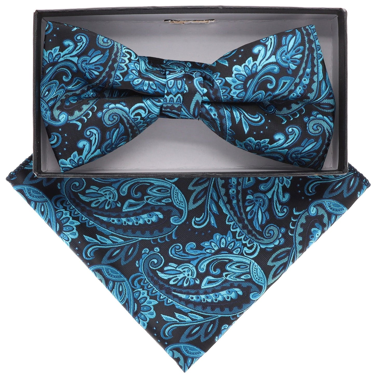 Vittorio Farina Men's Floral Design Satin Bow Tie & Pocket Square in Gift Box - Suits You Sir - BH - 21145 - 