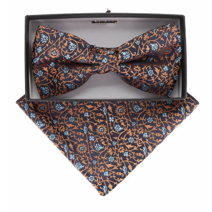 Vittorio Farina Men's Floral Design Satin Bow Tie & Pocket Square in Gift Box - Suits You Sir - BH - 21150 - 