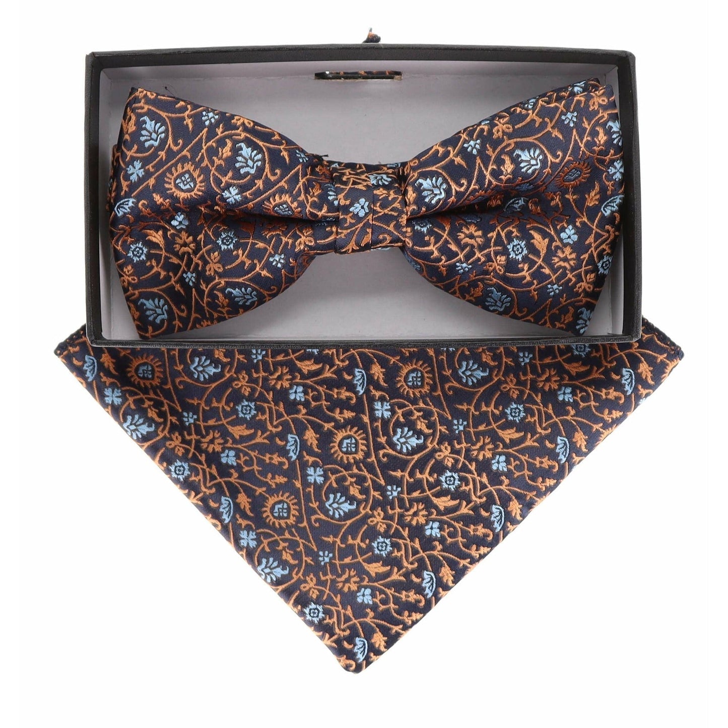 Vittorio Farina Men's Floral Design Satin Bow Tie & Pocket Square in Gift Box - Suits You Sir - BH - 21150 - 