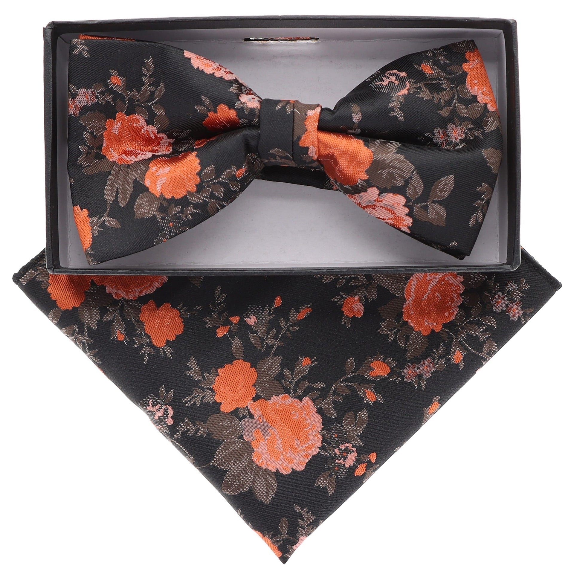 Vittorio Farina Men's Floral Design Satin Bow Tie & Pocket Square in Gift Box - Suits You Sir - BH - 5216 - 