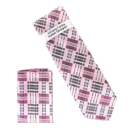 Vittorio Farina Men's Geometric Design Necktie & Pocket Square - Suits You Sir - D - 1347 - 