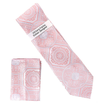 Vittorio Farina Men's Geometric Design Necktie & Pocket Square - Suits You Sir - D - 1349 - 
