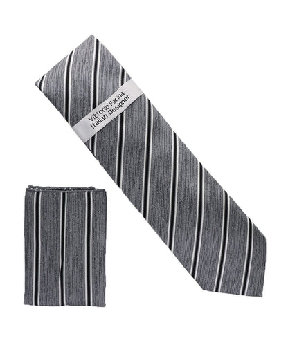 Vittorio Farina Men's Geometric Design Necktie & Pocket Square - Suits You Sir - D - 1370 - 