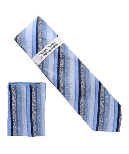 Vittorio Farina Men's Geometric Design Necktie & Pocket Square - Suits You Sir - D - 1374 - 
