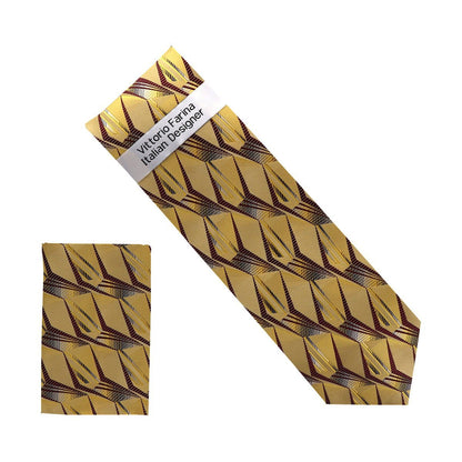 Vittorio Farina Men's Geometric Design Necktie & Pocket Square - Suits You Sir - NH - D_1440 - 