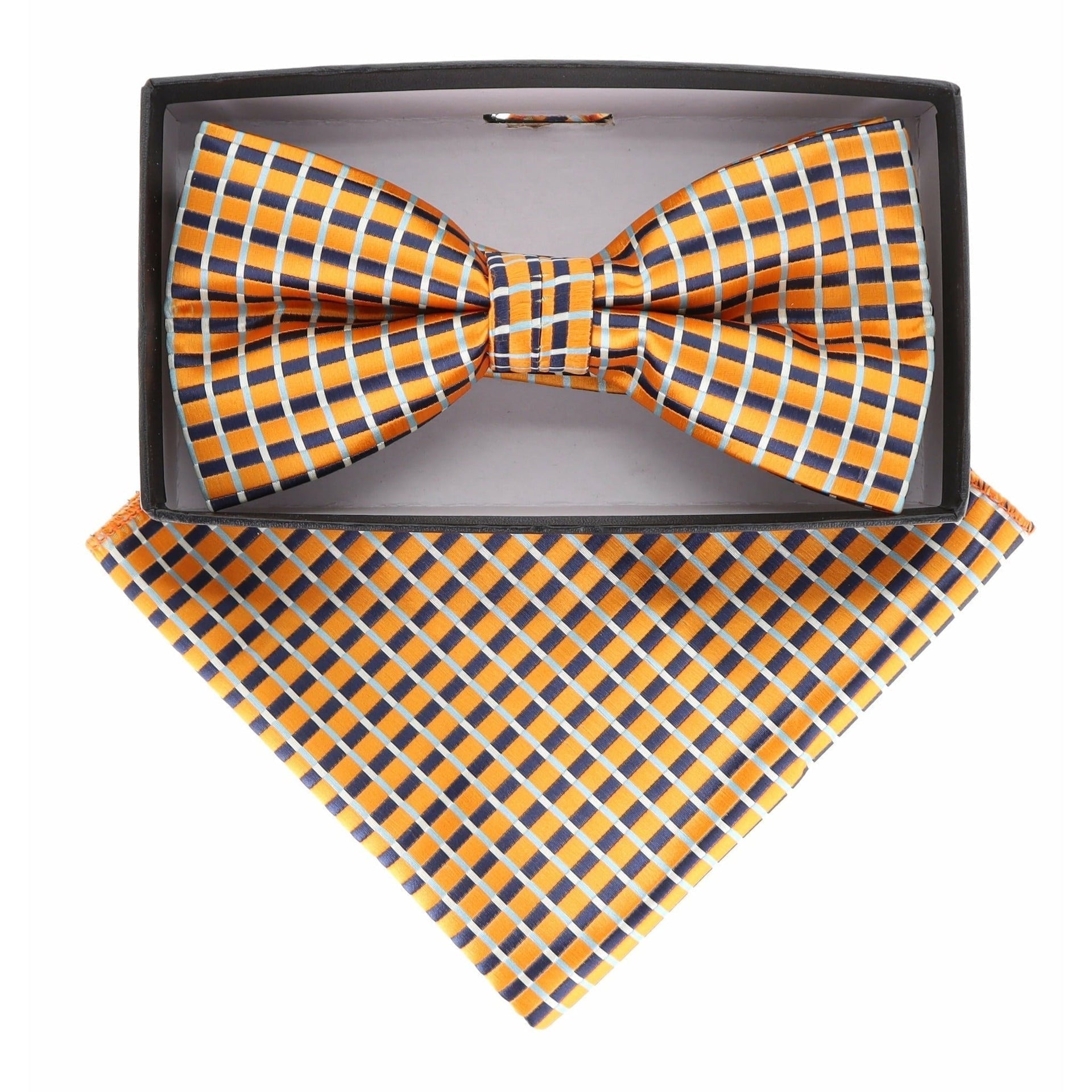 Vittorio Farina Men's Geometric Design Satin Bow Tie & Pocket Square in Gift Box - Suits You Sir - BH - 21067 - 