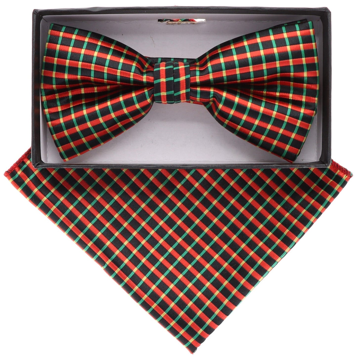 Vittorio Farina Men's Geometric Design Satin Bow Tie & Pocket Square in Gift Box - Suits You Sir - BH - 21067 - 