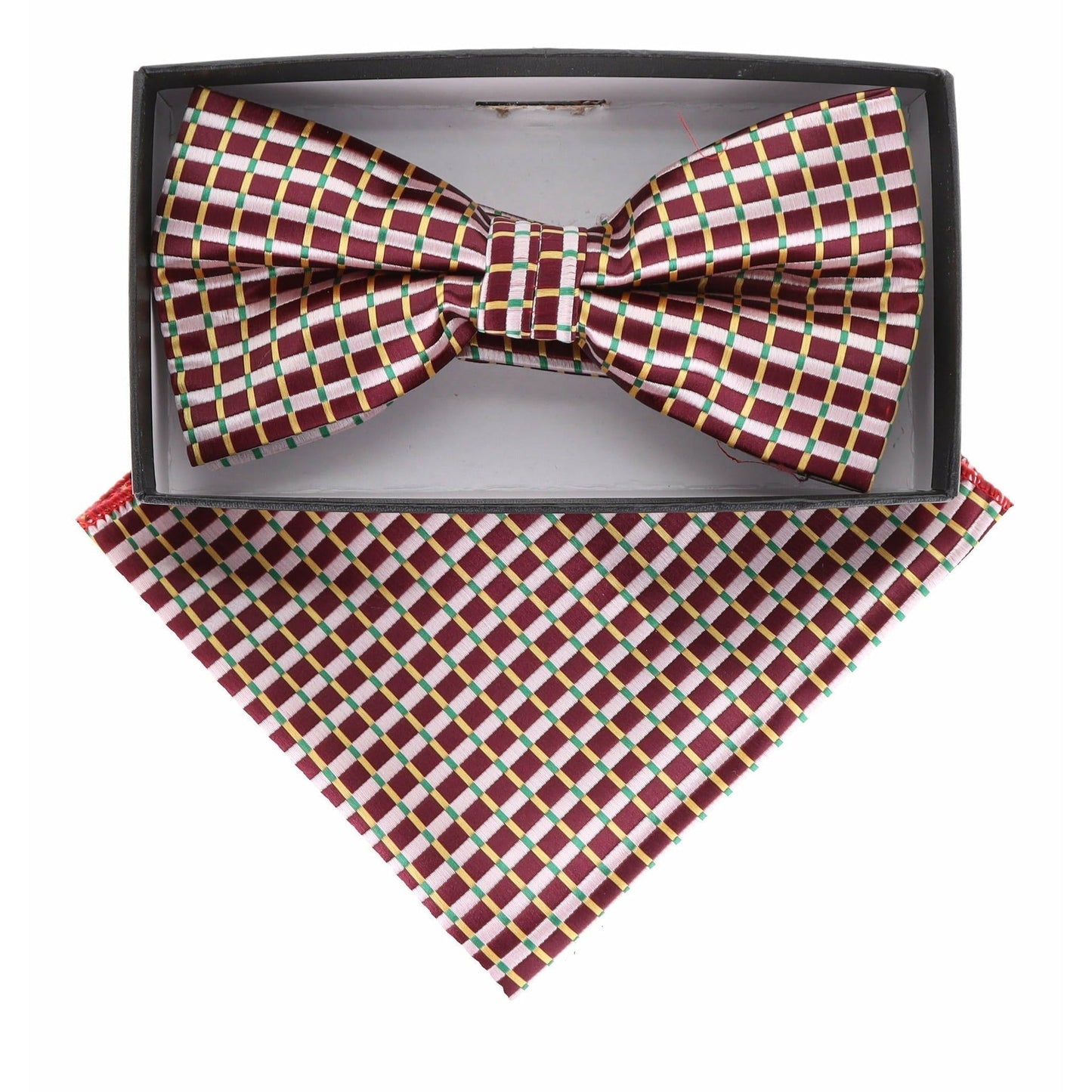 Vittorio Farina Men's Geometric Design Satin Bow Tie & Pocket Square in Gift Box - Suits You Sir - BH - 21069 - 