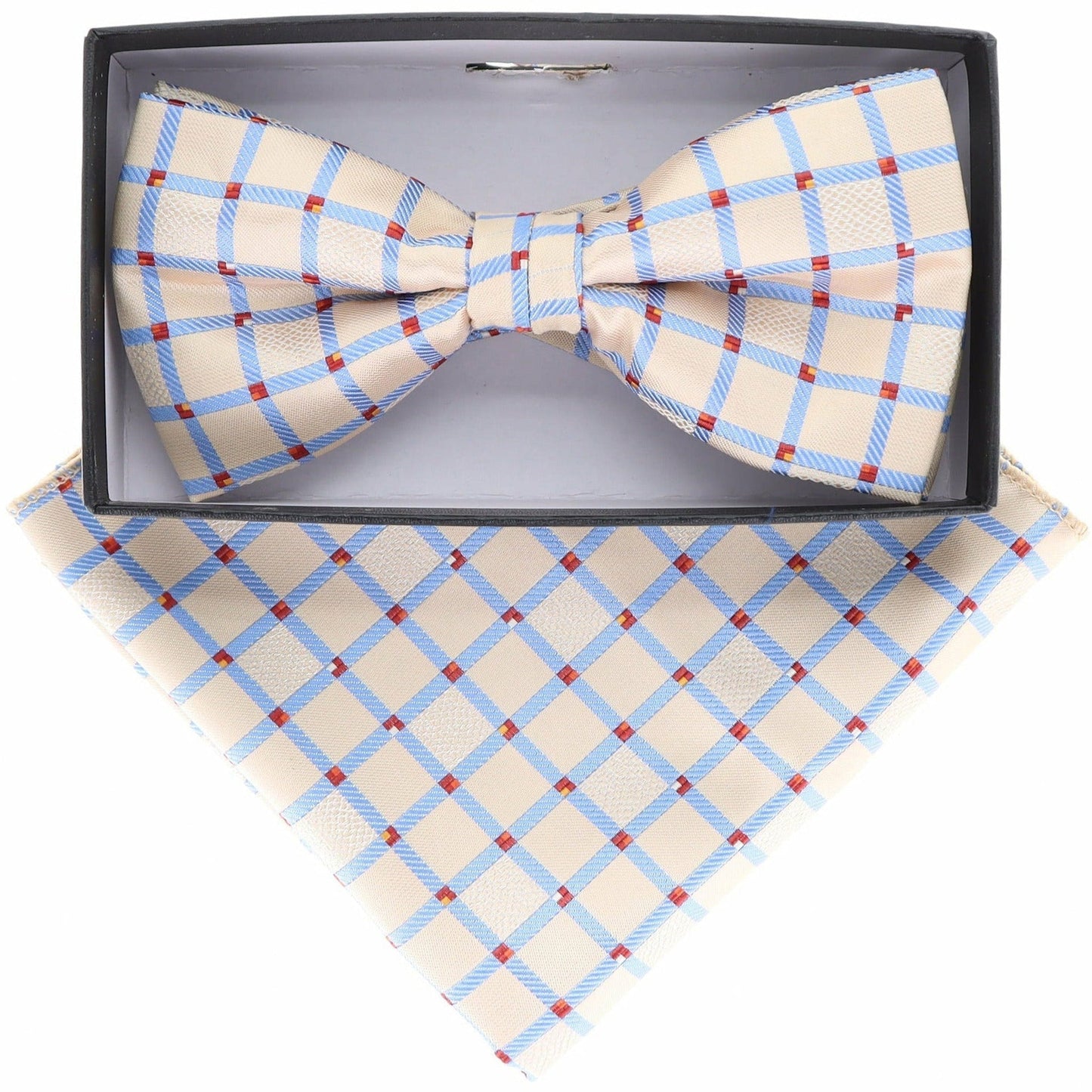 Vittorio Farina Men's Geometric Design Satin Bow Tie & Pocket Square in Gift Box - Suits You Sir - BH - 21075 - 