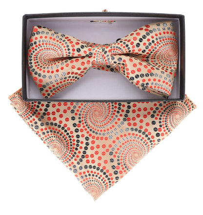 Vittorio Farina Men's Geometric Design Satin Bow Tie & Pocket Square in Gift Box - Suits You Sir - BH - 21087 - 