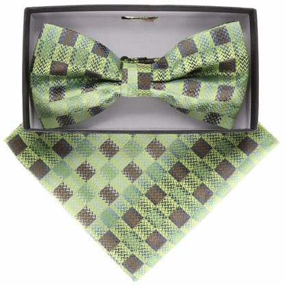 Vittorio Farina Men's Geometric Design Satin Bow Tie & Pocket Square in Gift Box - Suits You Sir - BH - 21157 - 
