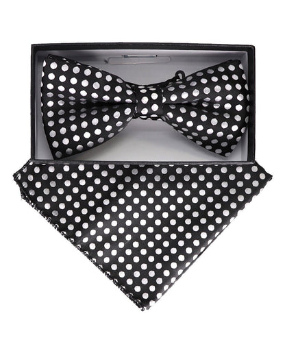 Vittorio Farina Men's Geometric Design Satin Bow Tie & Pocket Square in Gift Box - Suits You Sir - BH - 21161 - 