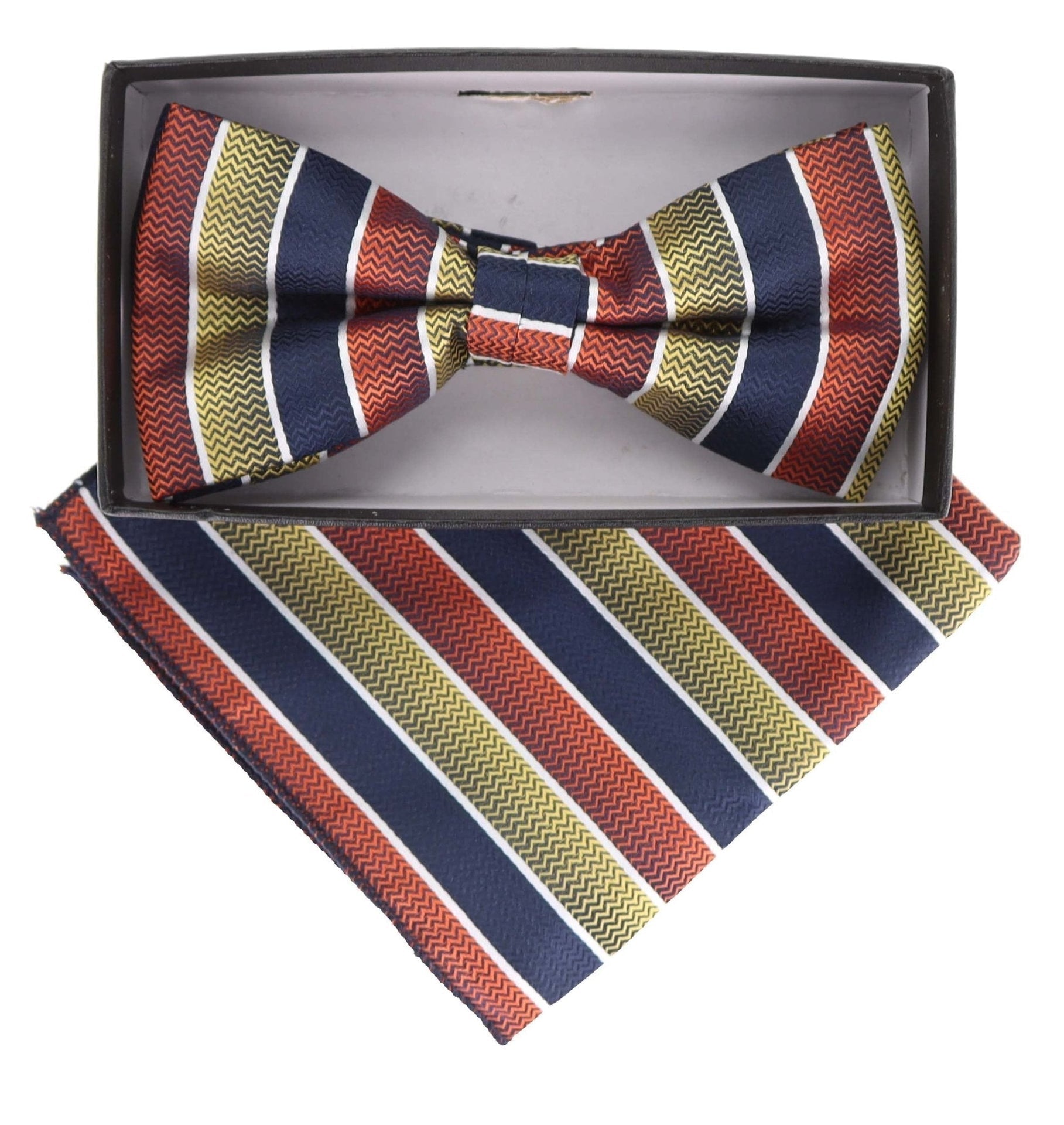 Vittorio Farina Men's Geometric Design Satin Bow Tie & Pocket Square in Gift Box - Suits You Sir - BH - 21161 - 