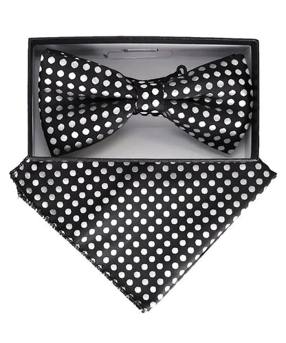 Vittorio Farina Men's Geometric Design Satin Bow Tie & Pocket Square in Gift Box - Suits You Sir - BH - 23069 - 