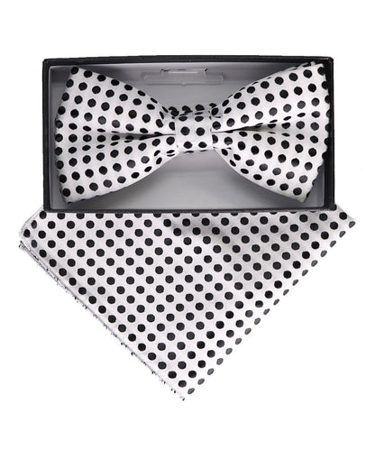 Vittorio Farina Men's Geometric Design Satin Bow Tie & Pocket Square in Gift Box - Suits You Sir - BH - 23070 - 