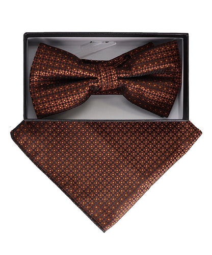 Vittorio Farina Men's Geometric Design Satin Bow Tie & Pocket Square in Gift Box - Suits You Sir - BH - 23072 - 