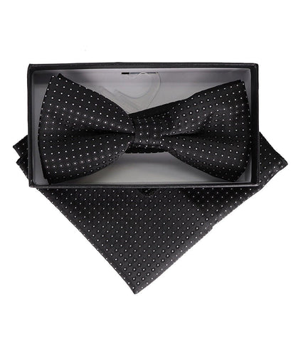 Vittorio Farina Men's Geometric Design Satin Bow Tie & Pocket Square in Gift Box - Suits You Sir - BH - 23073 - 