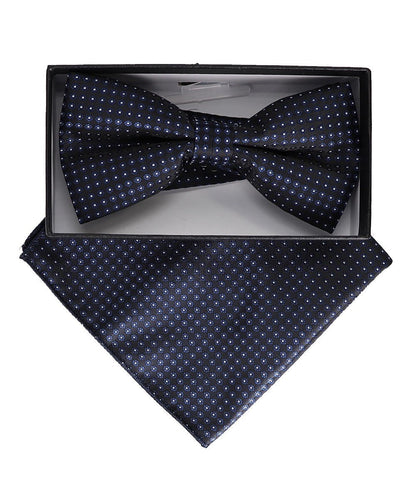 Vittorio Farina Men's Geometric Design Satin Bow Tie & Pocket Square in Gift Box - Suits You Sir - BH - 23073 - 