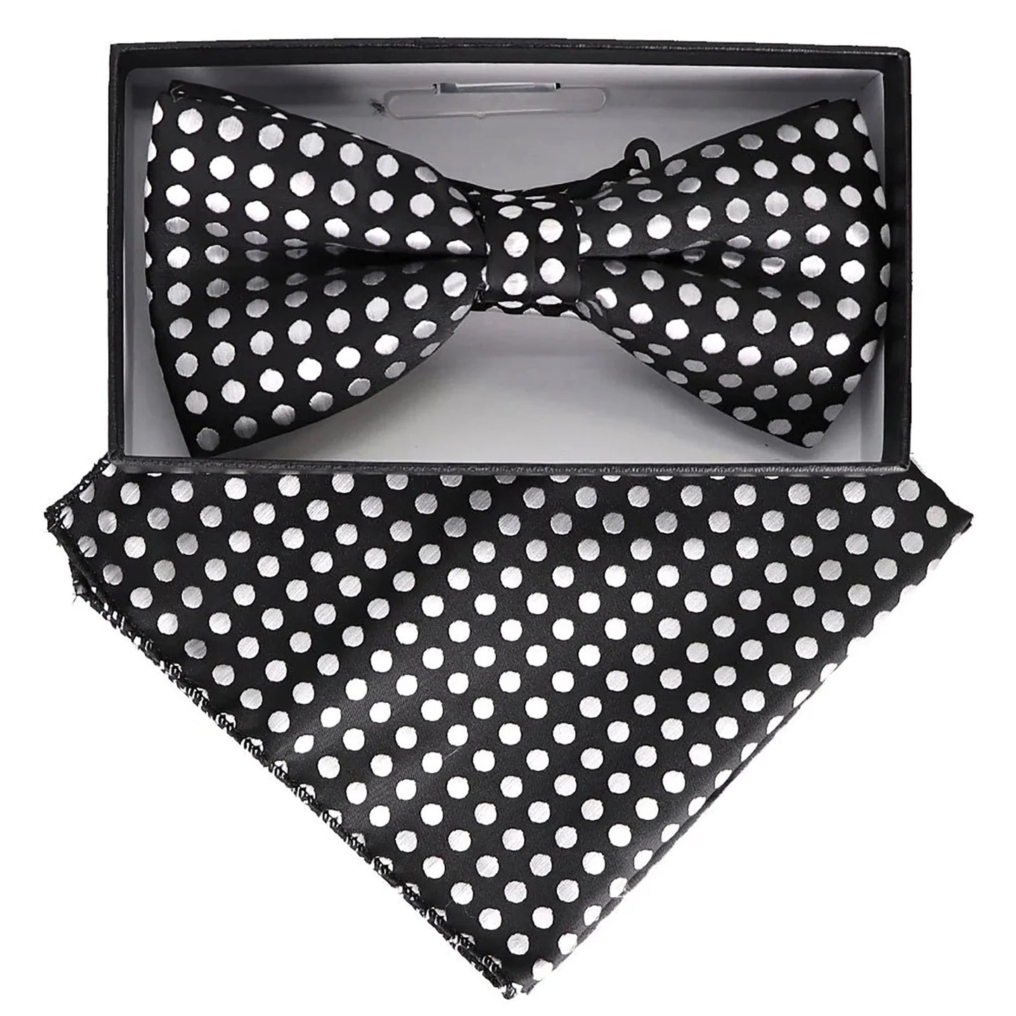 Vittorio Farina Men's Geometric Design Satin Bow Tie & Pocket Square in Gift Box - Suits You Sir - BH - 23075 - 