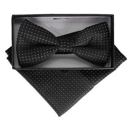 Vittorio Farina Men's Geometric Design Satin Bow Tie & Pocket Square in Gift Box - Suits You Sir - BH - 23075 - 