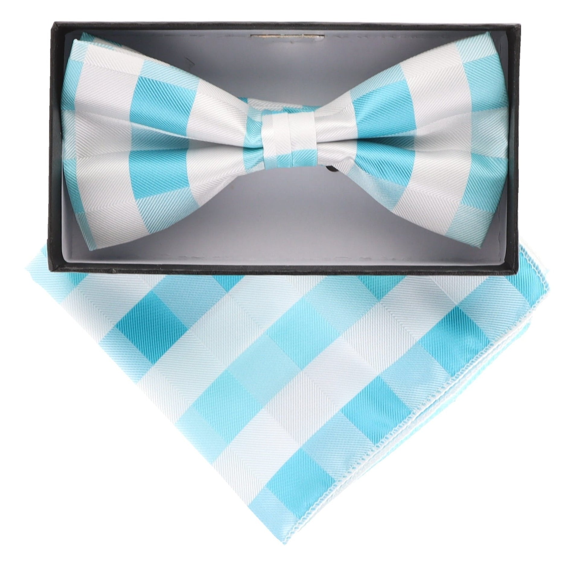Vittorio Farina Men's Geometric Design Satin Bow Tie & Pocket Square in Gift Box - Suits You Sir - bh - 5094 - 