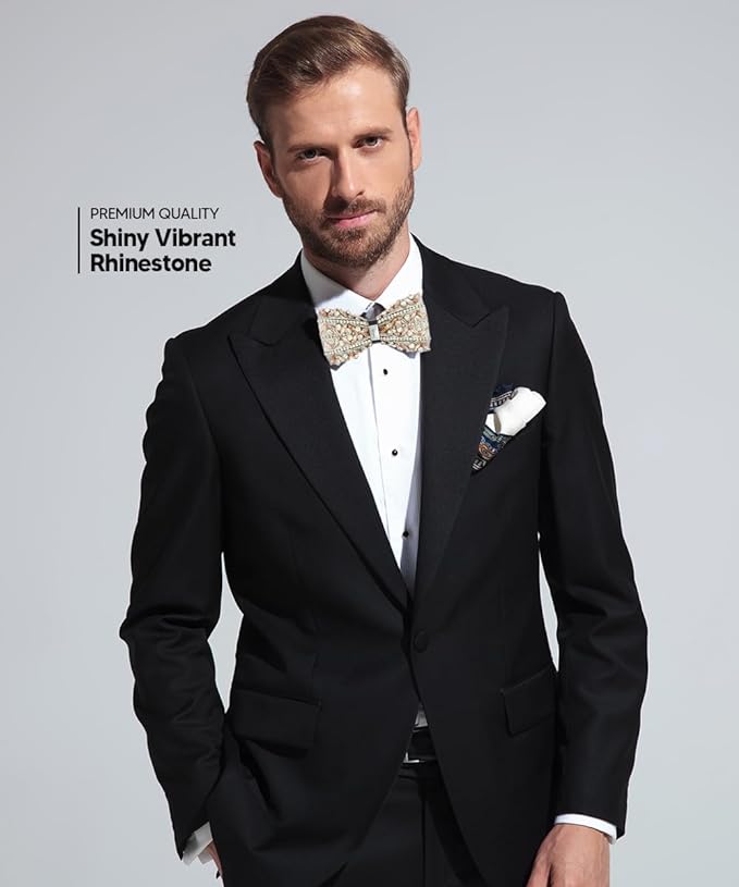 Vittorio Farina Men's Jeweled Bow Tie in Gift Box - Suits You Sir - Design: Rose Gold - 