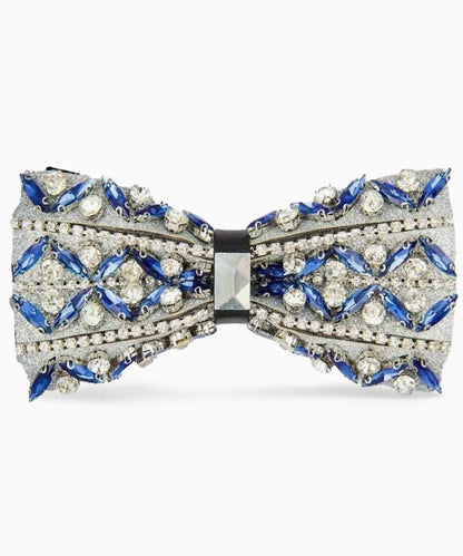 Vittorio Farina Men's Jeweled Bow Tie in Gift Box - Suits You Sir - Design: Royal Blue and Silver - 