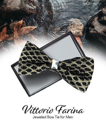 Vittorio Farina Men's Jeweled Bow Tie in Gift Box - Suits You Sir - Jeweled: Silver and Blue - 