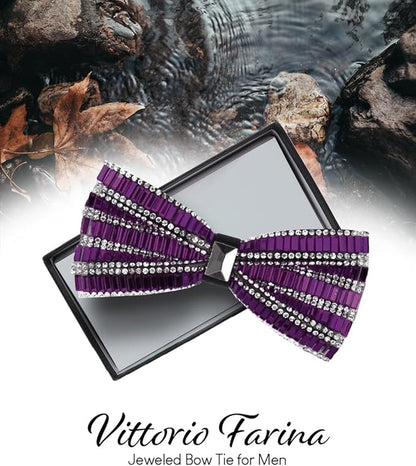 Vittorio Farina Men's Jeweled Bow Tie in Gift Box - Suits You Sir - Solid: Purple - 