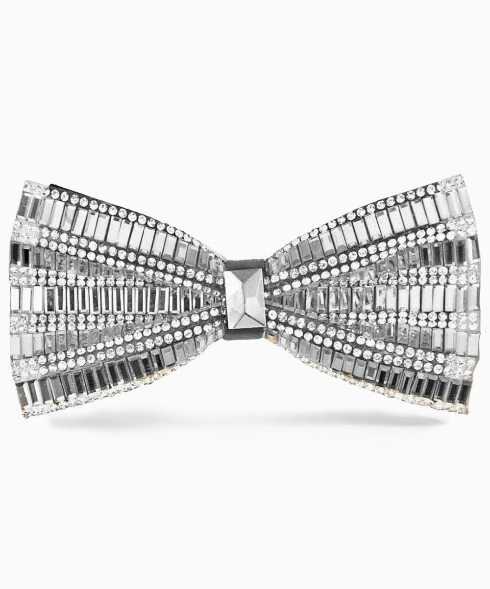 Vittorio Farina Men's Jeweled Bow Tie in Gift Box - Suits You Sir - Solid: Silver - 