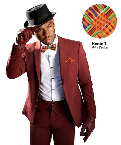 Vittorio Farina Men's Kente Satin Bow Tie & Pocket Square in Gift Box - Suits You Sir - Kente 1 - 