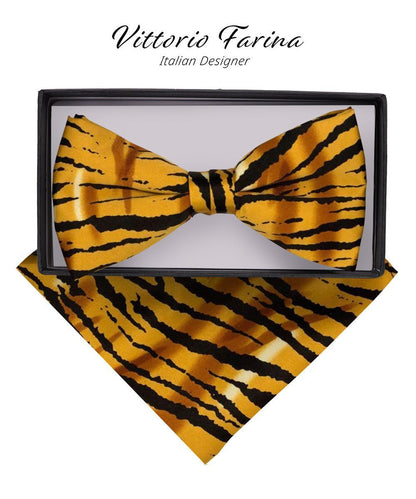 Vittorio Farina Men's Kente Satin Bow Tie & Pocket Square in Gift Box - Suits You Sir - Kente 3 - 
