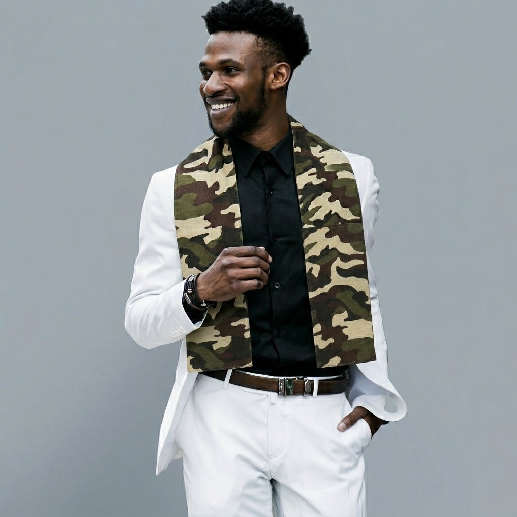 Vittorio Farina Mens' Kente Satin Scarf - Suits You Sir - Camo - 
