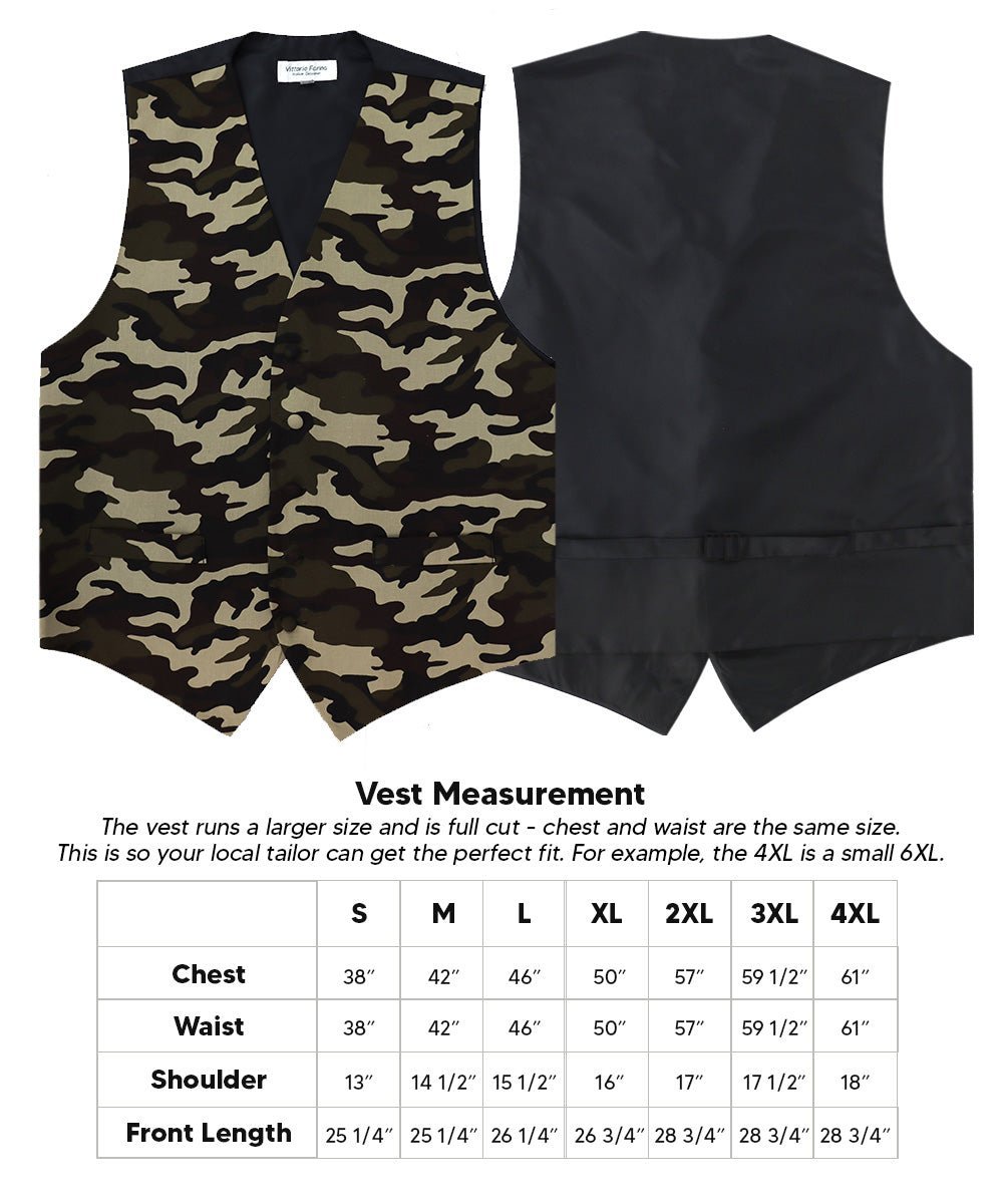 Vittorio Farina Men's Kente Satin Vest and Bow Tie Set - Suits You Sir - Camouflage - S