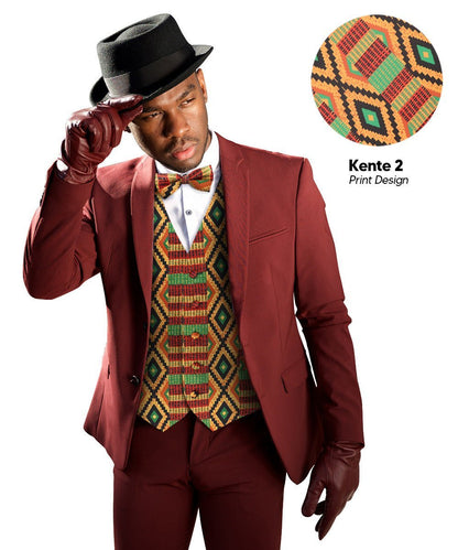 Vittorio Farina Men's Kente Satin Vest and Bow Tie Set - Suits You Sir - Kente 2 - S