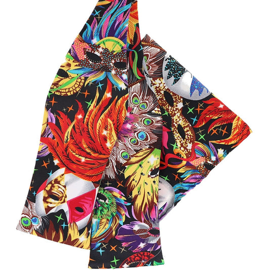 Vittorio Farina Men's Mardi Gras Satin Self Tie Bow Tie & Pocket Square in Gift Box - Suits You Sir - Mardi Original: Vibrant Party Mask - 