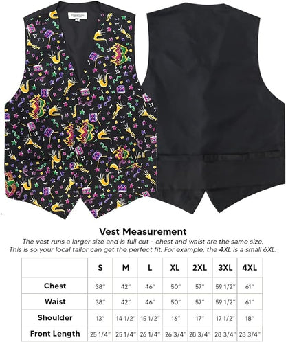 Vittorio Farina Men's Mardi Gras Satin Vest and Bow Tie Set - Suits You Sir - Mardi 8: Vibrant Colorful Celebration - S