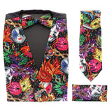 Vittorio Farina Men's Mardi Gras Satin Vest, Necktie, Bow Tie and Pocket Square Set - Suits You Sir - Mardi Original: Vibrant Party Mask - S