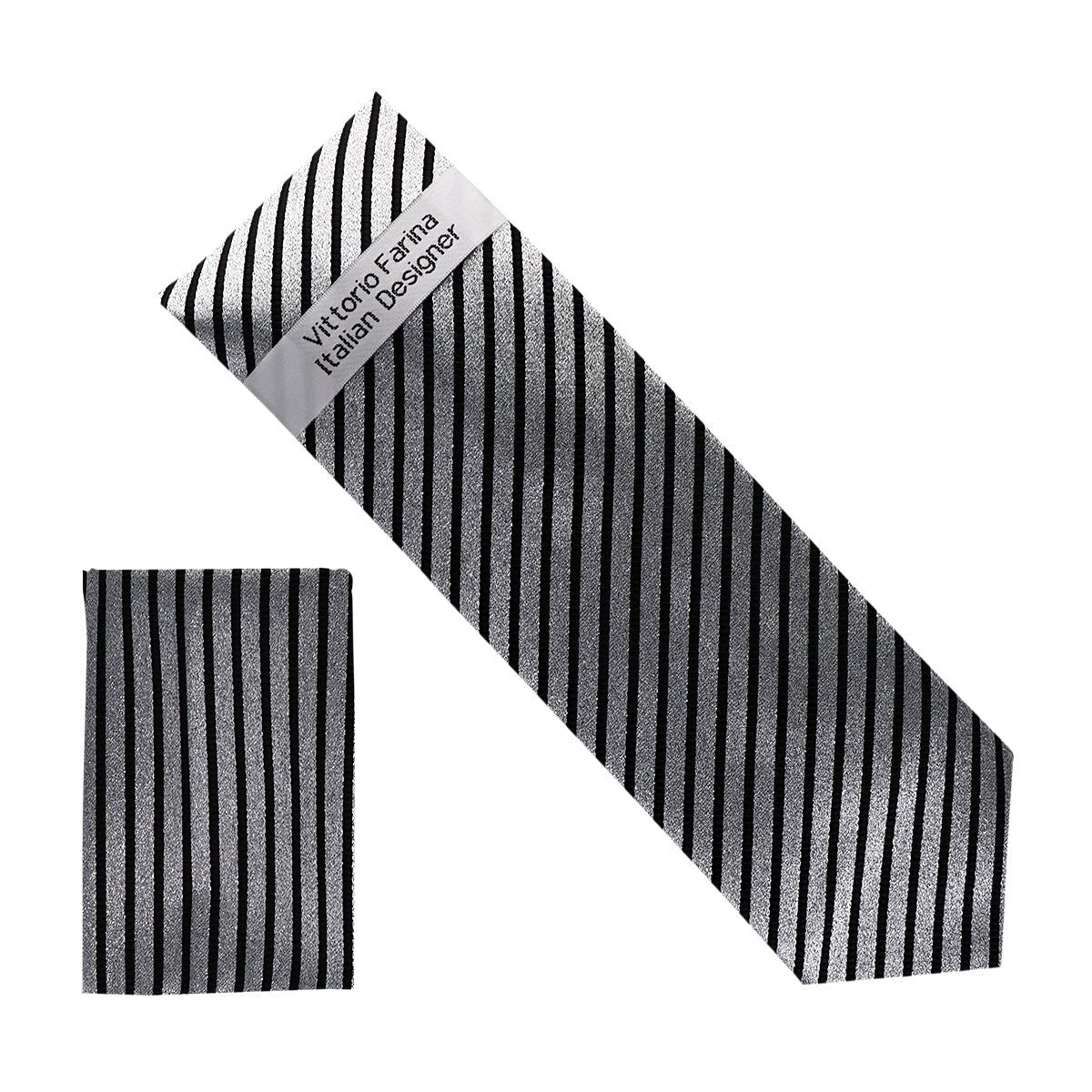 Vittorio Farina Men's Metallic Necktie & Pocket Square - Suits You Sir - NH - M_31 - 