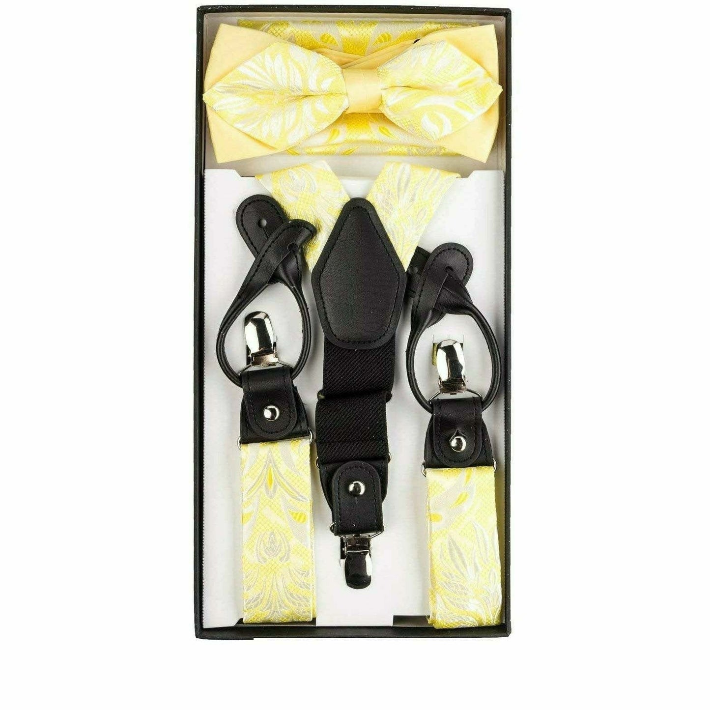 Vittorio Farina Men's Paisley Clip End Suspender with Silver Hardware in Gift Box: 70% Polyester & 30% Elastomer - Suits You Sir - Brown - 