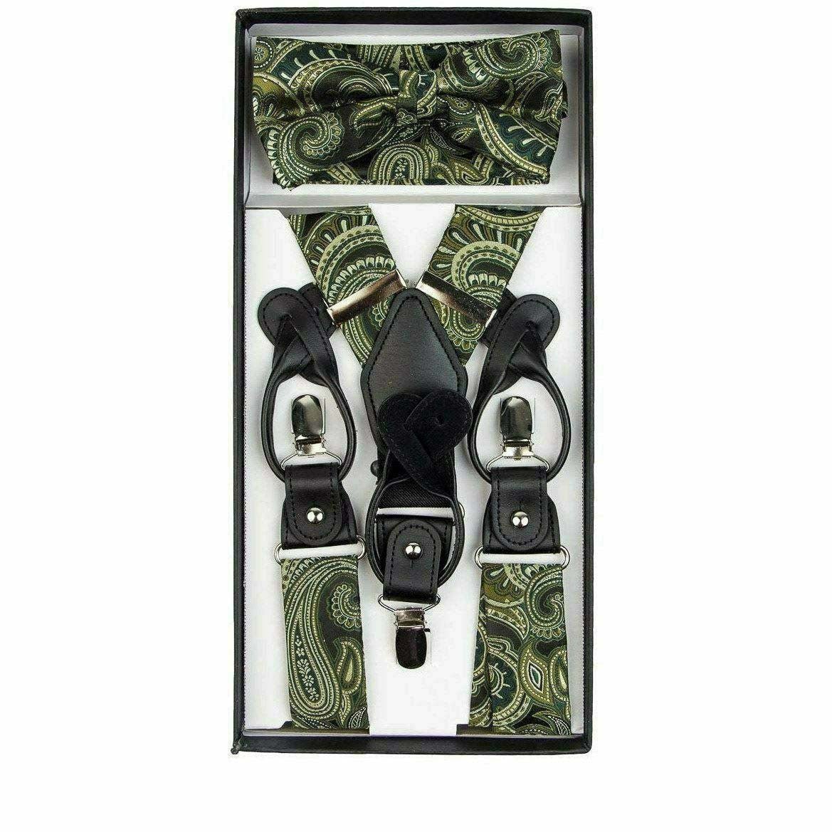 Vittorio Farina Men's Paisley Clip End Suspender with Silver Hardware in Gift Box: 70% Polyester & 30% Elastomer - Suits You Sir - Brown - 
