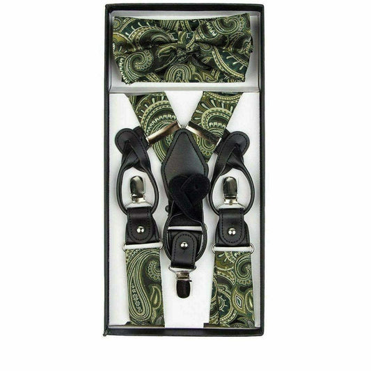 Vittorio Farina Men's Paisley Clip End Suspender with Silver Hardware in Gift Box: 70% Polyester & 30% Elastomer - Suits You Sir - Brown - 